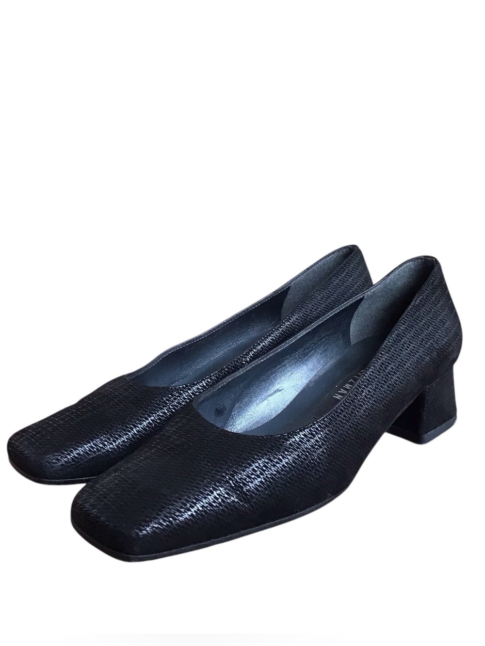 Stuart Weitzman Black Leather Slip On Heeled Shoes Size 5B